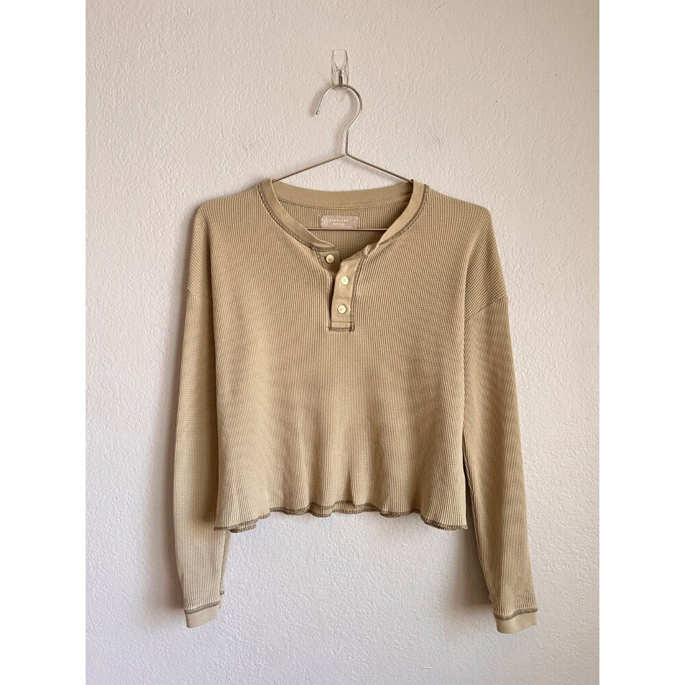 Everlane Women's The Organic Cotton Waffle Henley in Tan Size XS